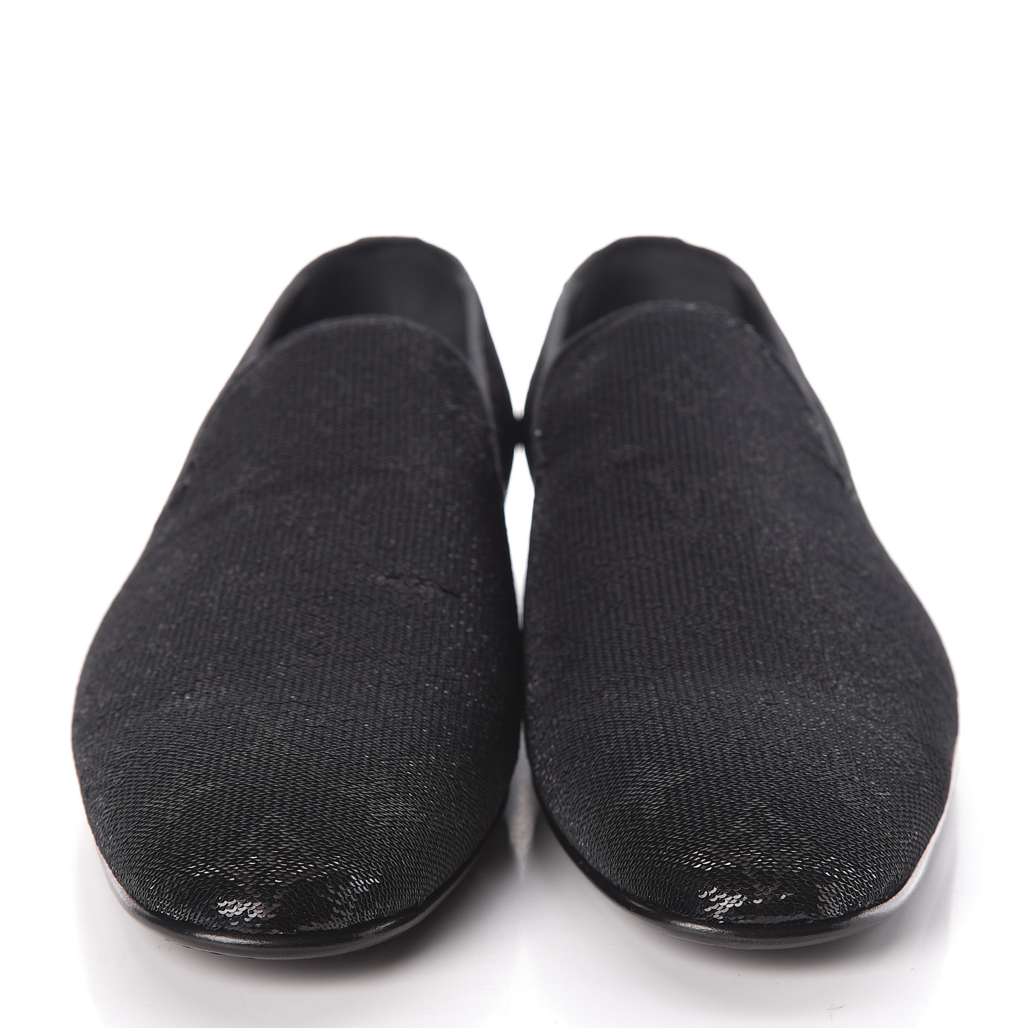 LOUIS VUITTON Monogram Embroided Sequins Mens Grenelle Richelieu Shoes 8.5 Black 484706