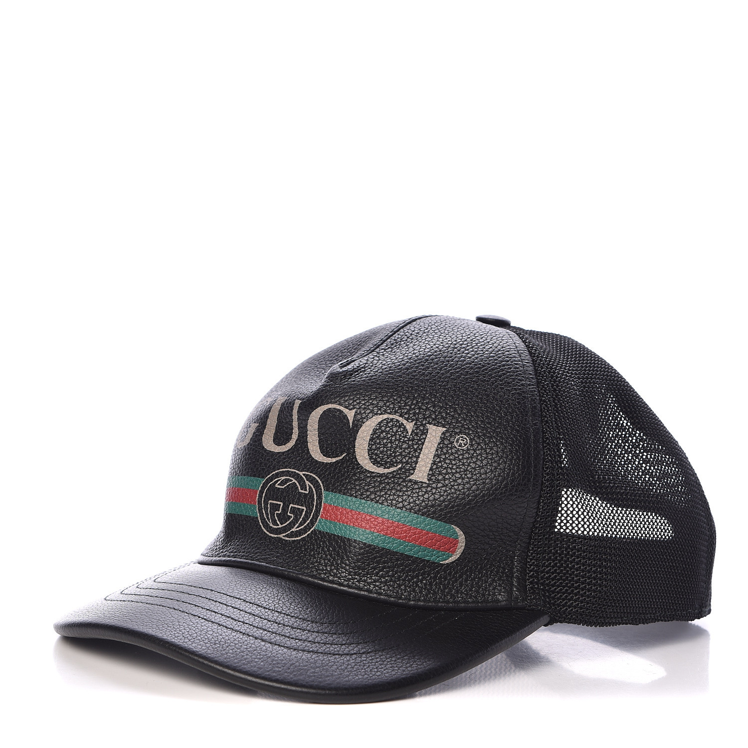 gucci print leather baseball hat