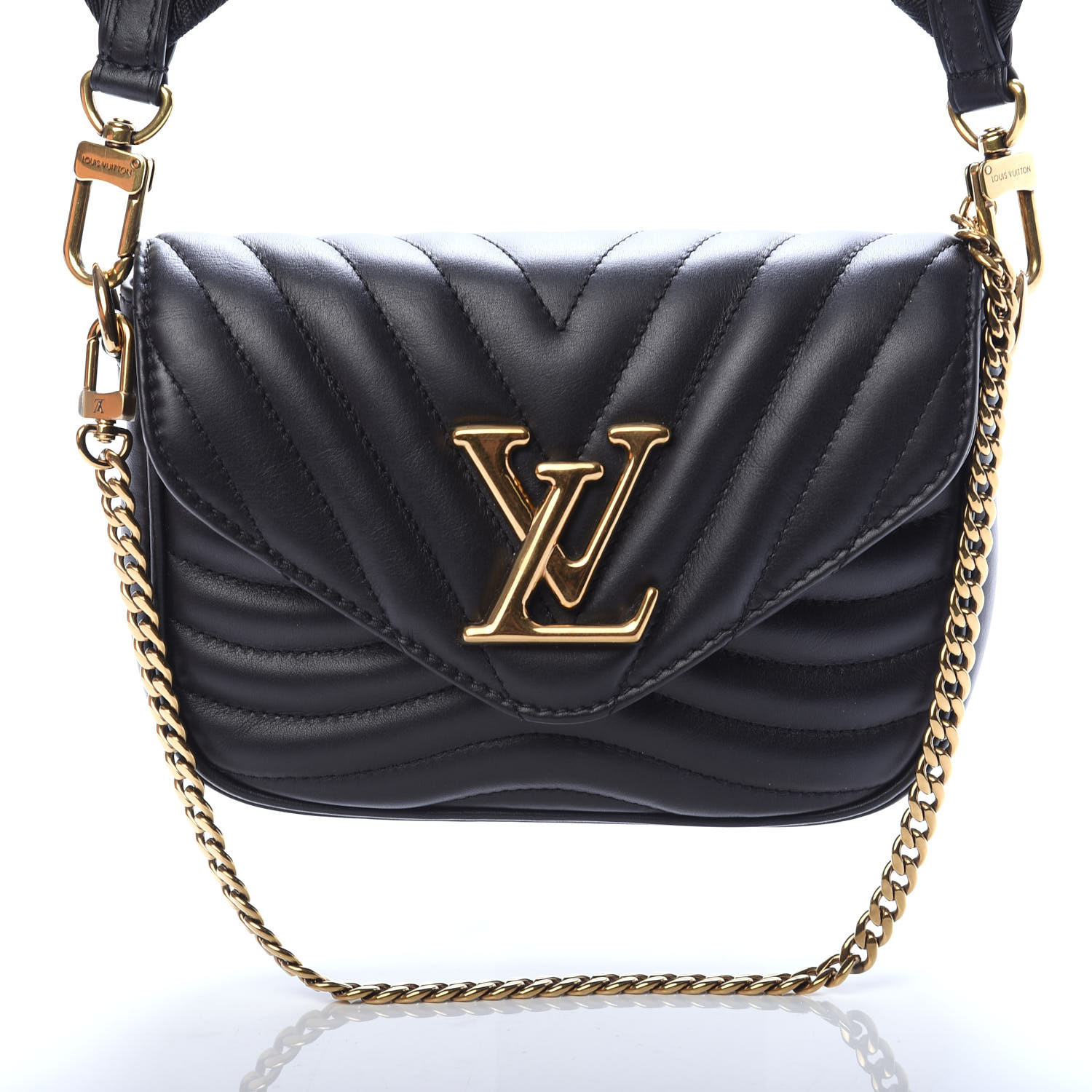 Louis Vuitton Calfskin New Wave Multi Pochette Black 609044
