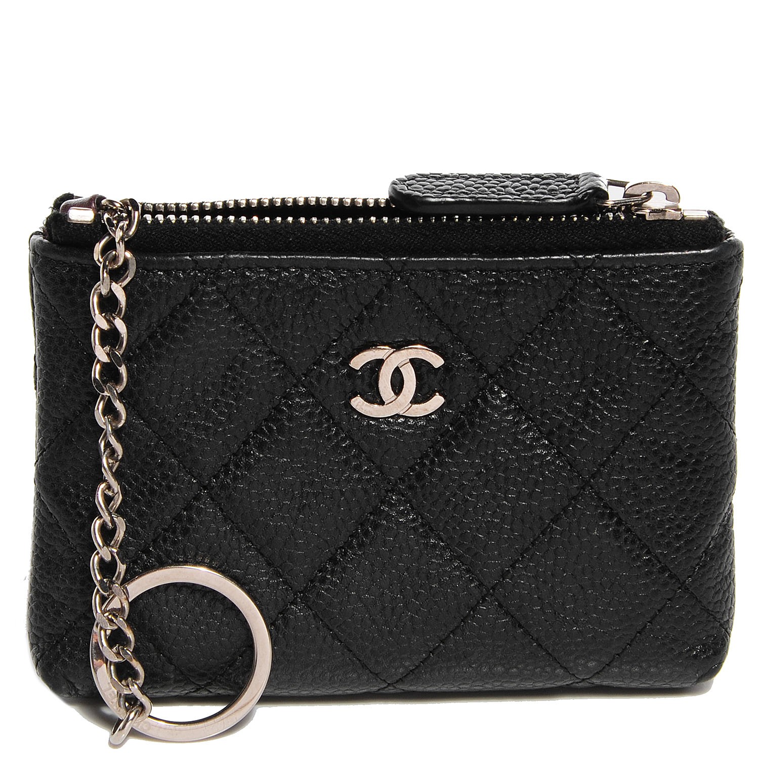 CHANEL Caviar Key Holder Case Black 91503