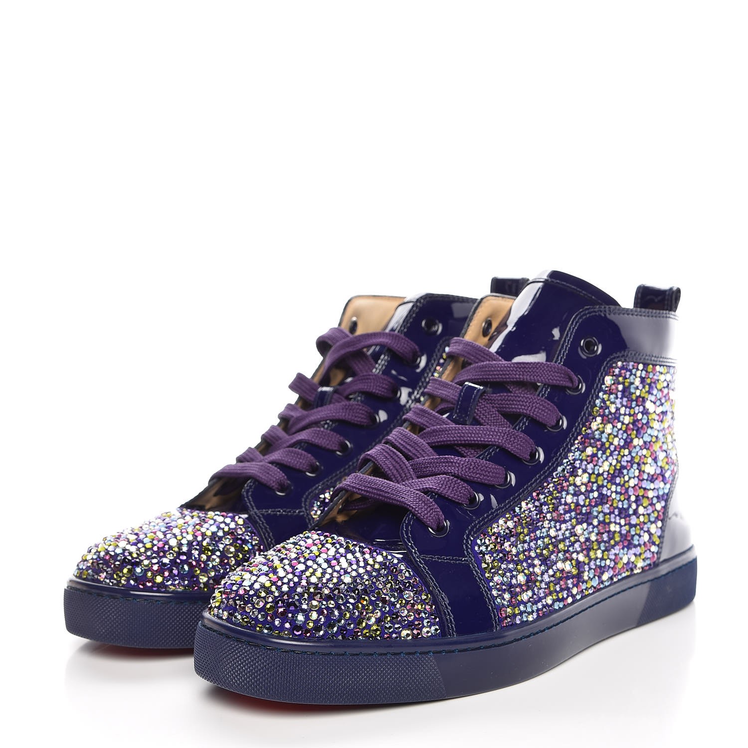 CHRISTIAN LOUBOUTIN Mens Patent Strass Louis Flat Sneakers 41 Purple ...