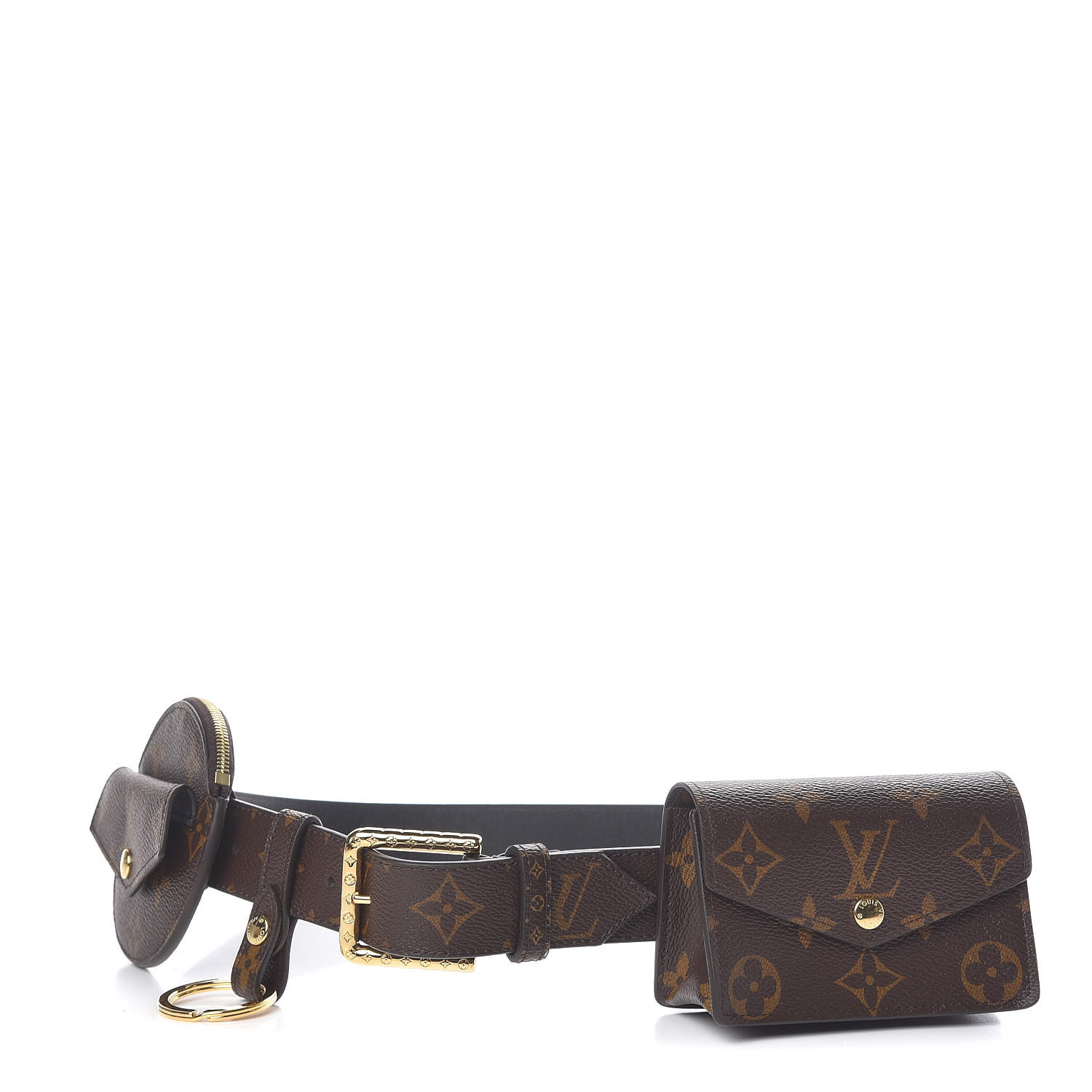 Louis Vuitton Brown Monogram Coated Canvas Daily Multi Pocket Belt 70 Gold Hardware, 2021-2022 (Like New), Womens Handbag