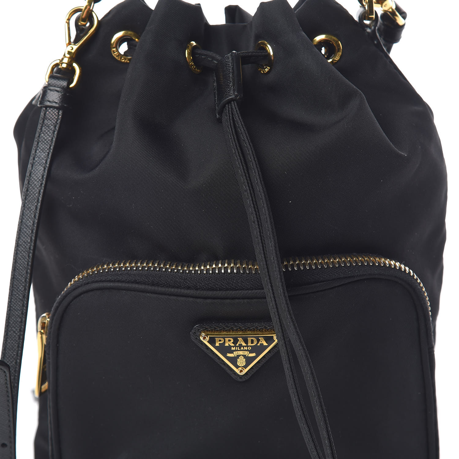 PRADA Saffiano Tessuto Nylon Mini Bucket Crossbody Bag Black 514685 ...