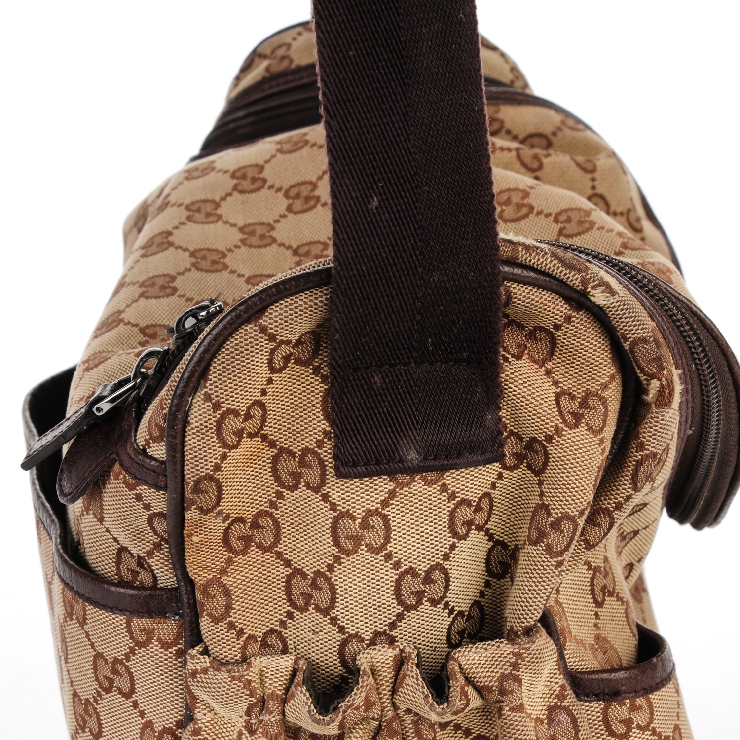 GUCCI Monogram Large Diaper Bag Dark Brown 159044