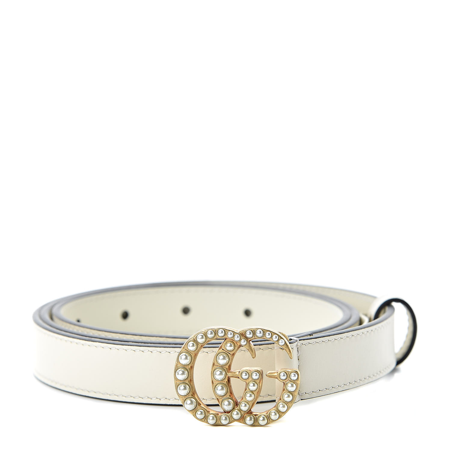 white gucci belt with pearls