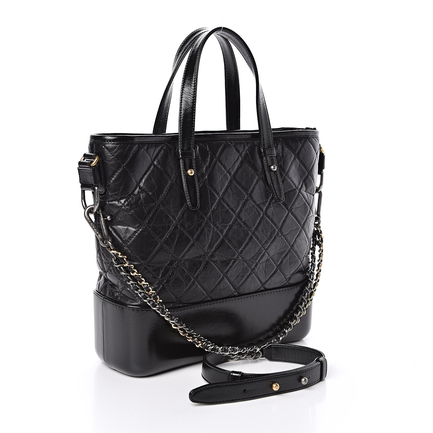 CHANEL Calfskin Quilted Gabrielle Shopping Tote Black 505745