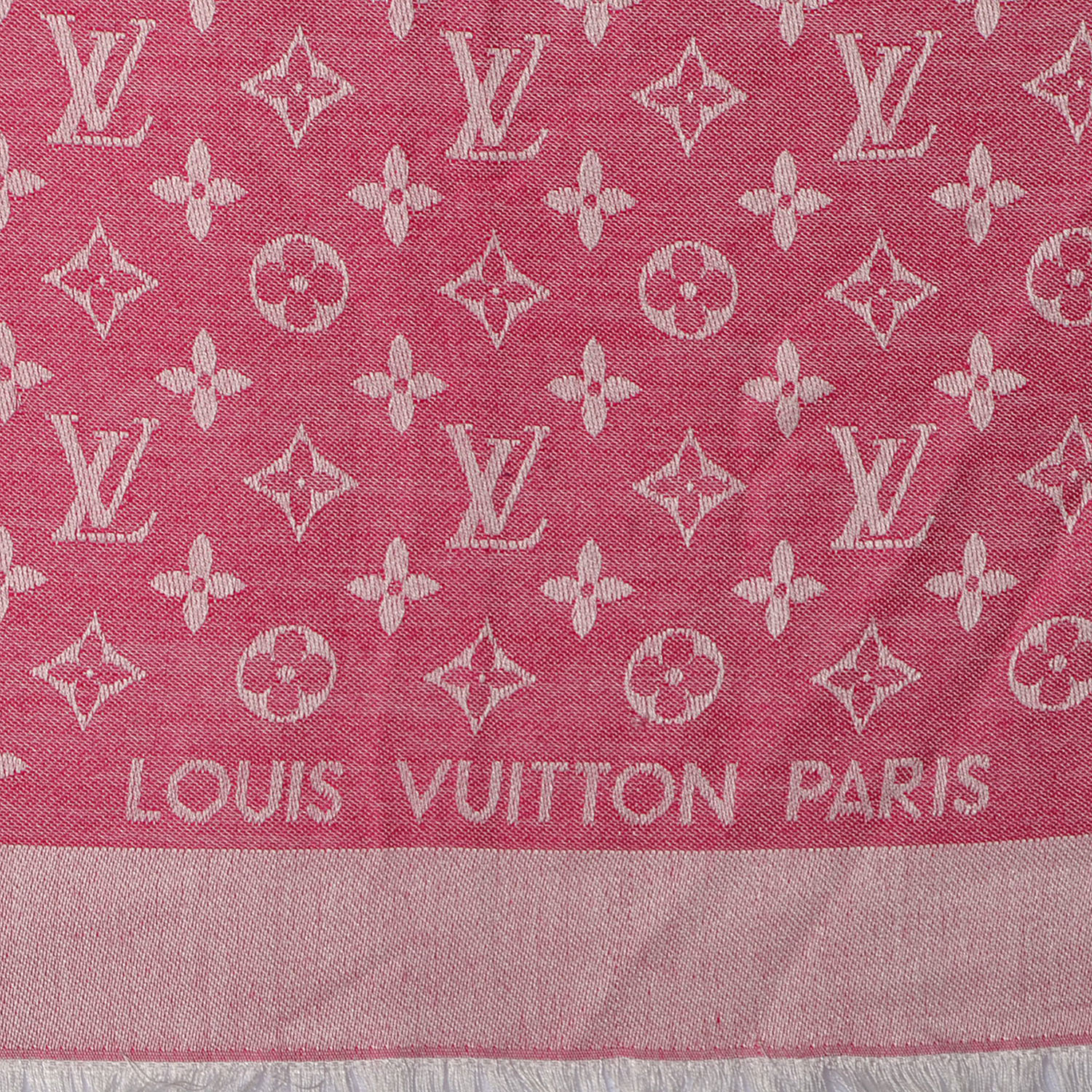 LOUIS VUITTON Wool Silk Monogram Denim Shawl Pivoine 84225