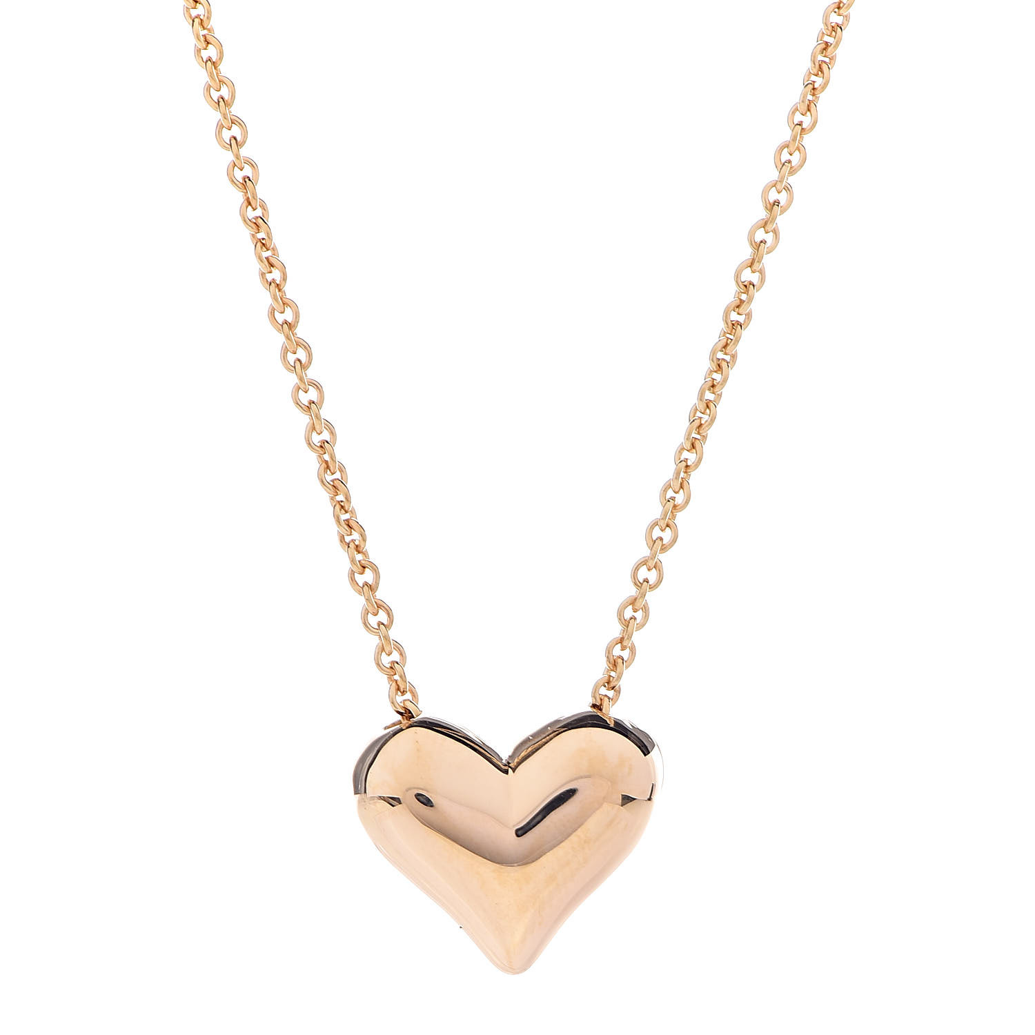 TIFFANY 18K Yellow Gold Large Puff Heart Pendant Necklace 455624 ...