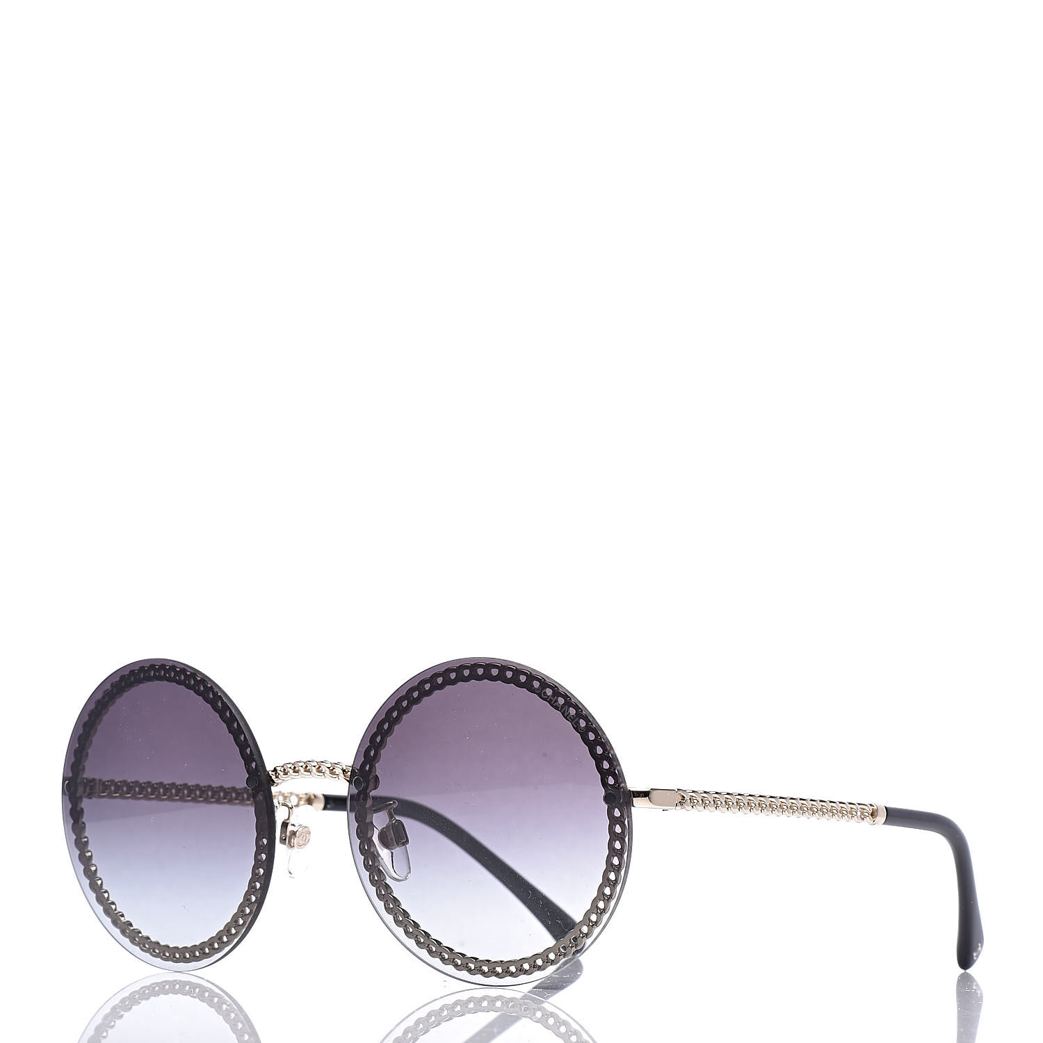 CHANEL Chain Round Sunglasses 4245 Black 459988