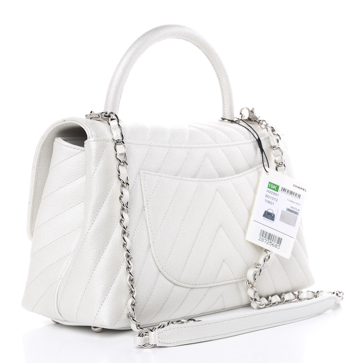 chanel coco handle iridescent white