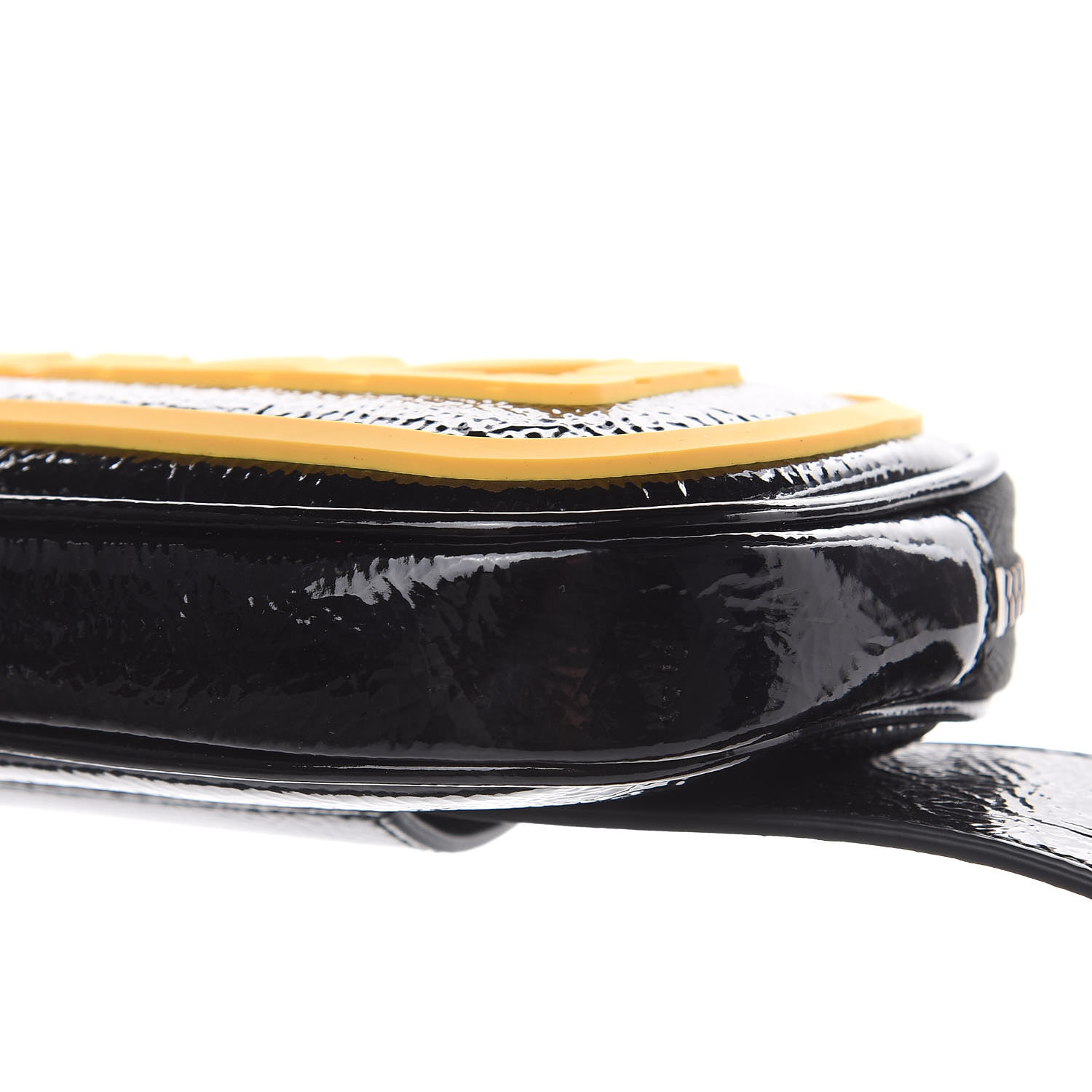GUCCI Patent Rubber Logo Belt Bag 75 30 Black 463168