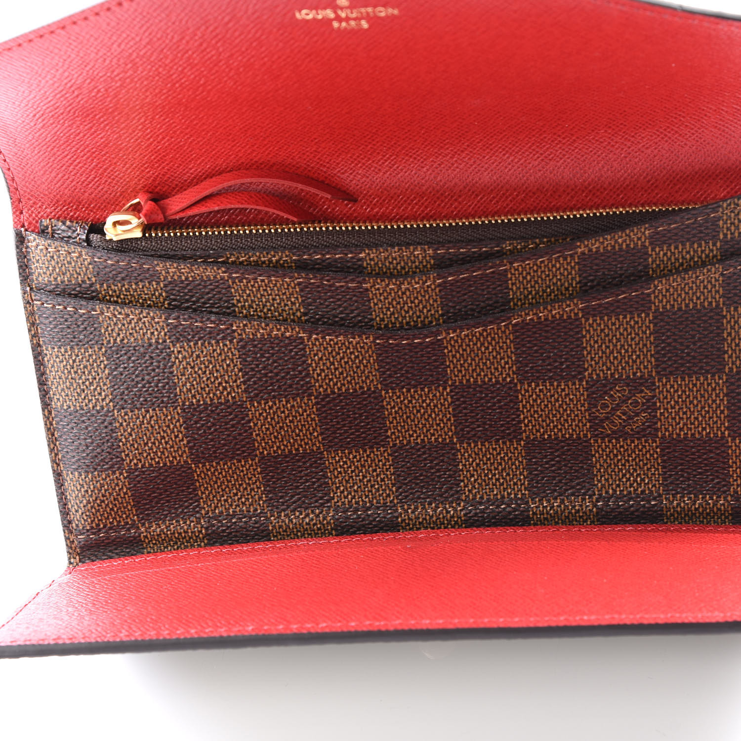 LOUIS VUITTON Damier Ebene Josephine Wallet Red 562425