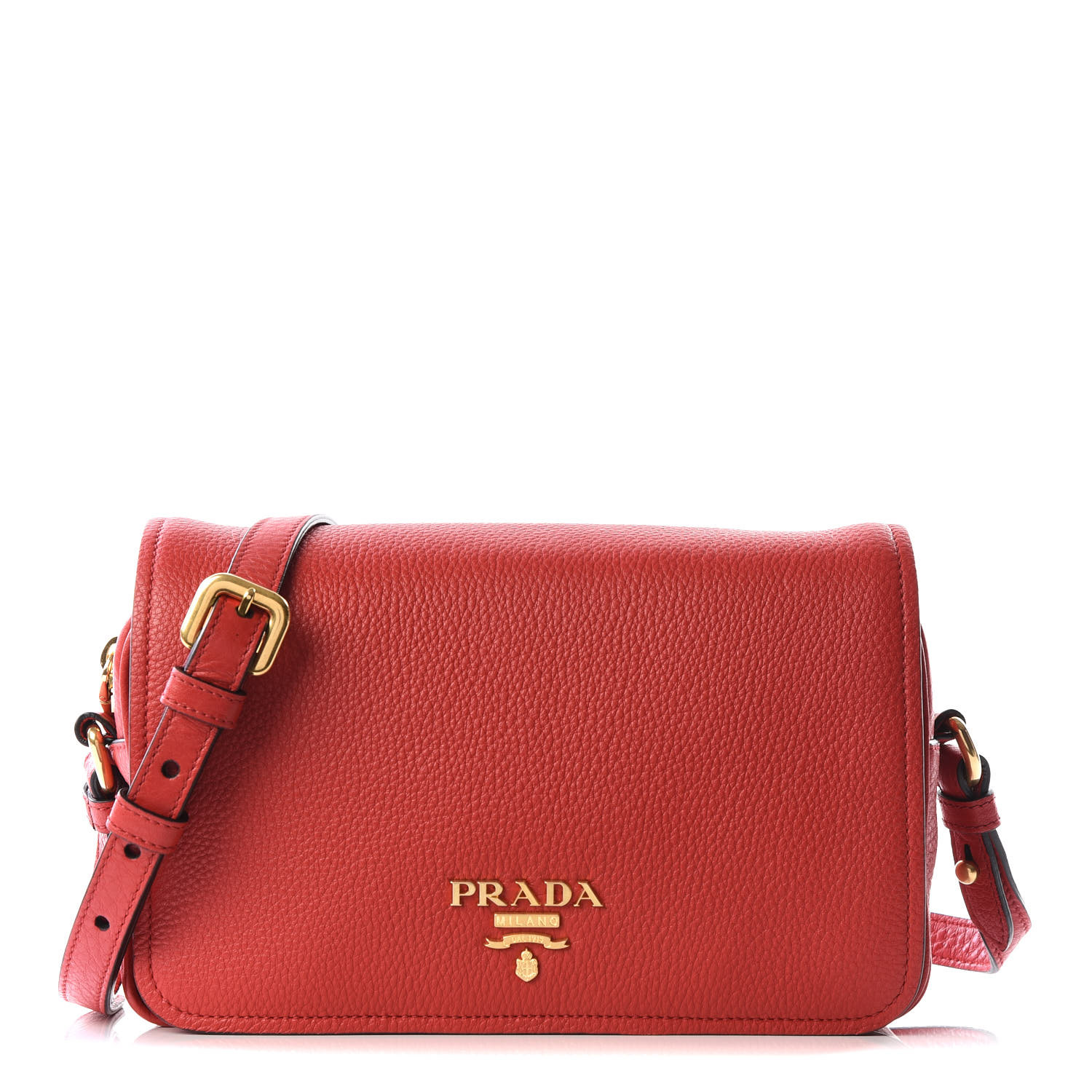 PRADA Vitello Phenix Flap Crossbody Rosso 561762