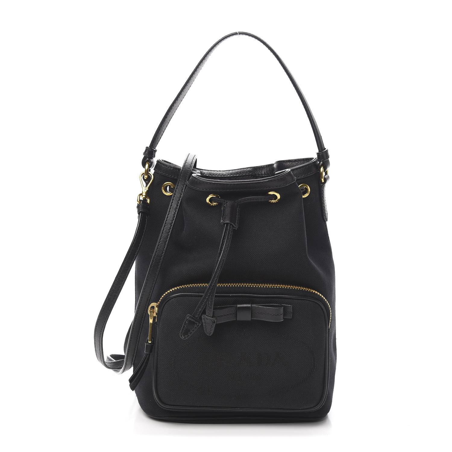 prada jacquard bucket bag