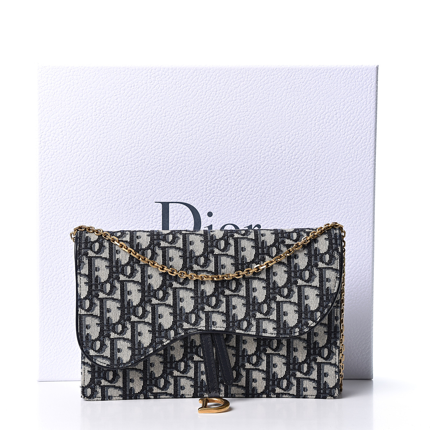 dior saddle wallet chain
