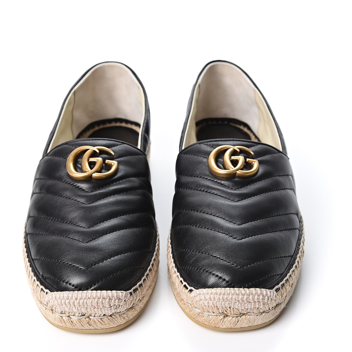 GUCCI Calfskin Matelasse Mens GG Marmont Espadrilles 10 Black 561066