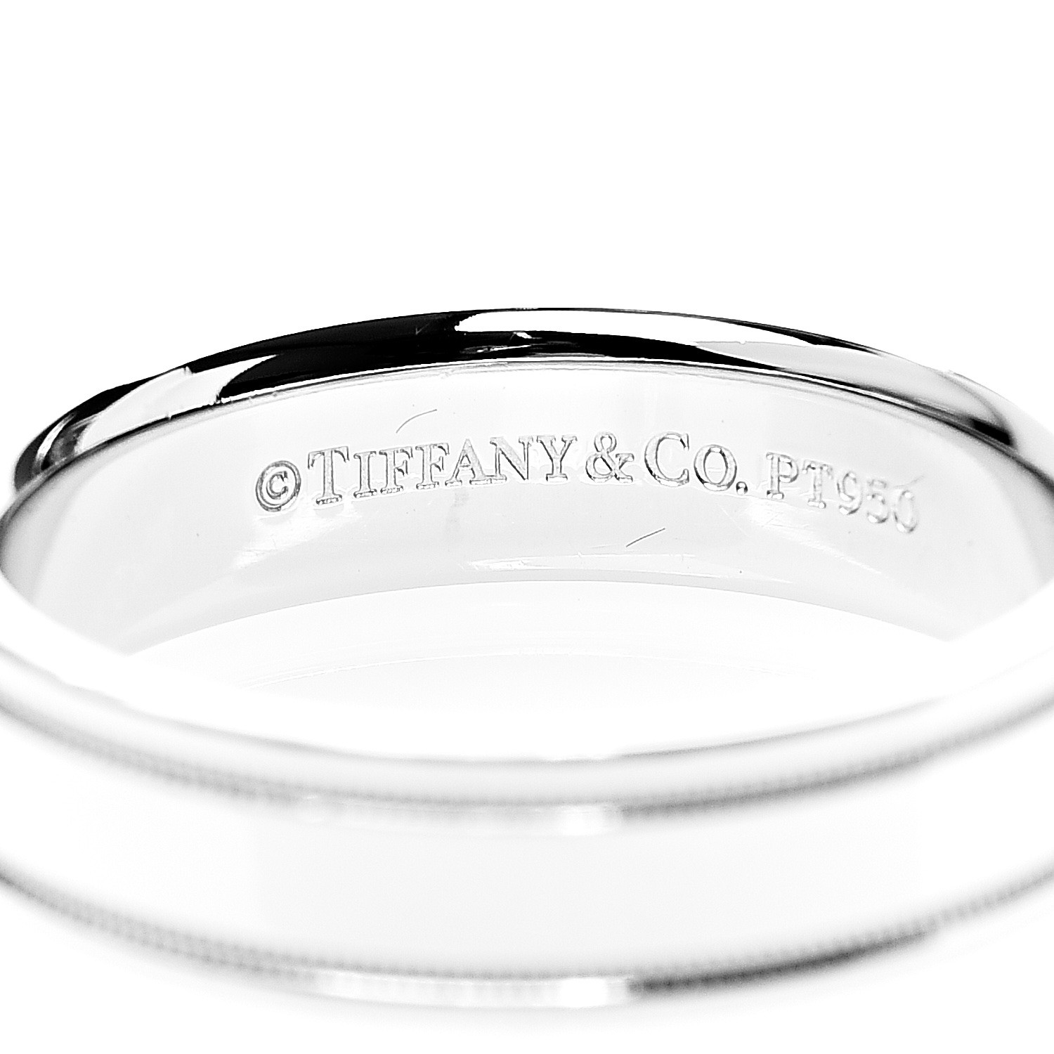 TIFFANY Platinum 6mm Double Milgrain Wedding Band Ring 65