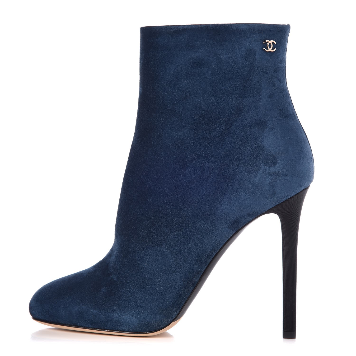 chanel blue suede boots