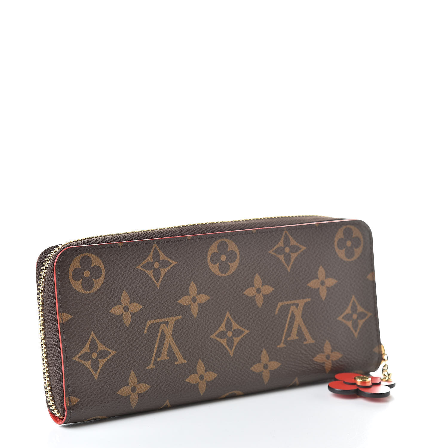 LOUIS VUITTON Monogram Blooming Flowers Clemence Wallet Coquelicot 513230