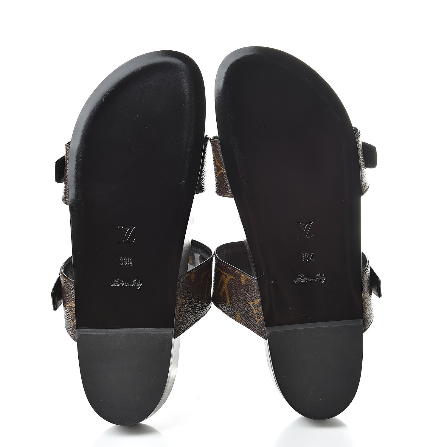LOUIS VUITTON Monogram Bom Dia Mule Sandals 39.5 Black 513918