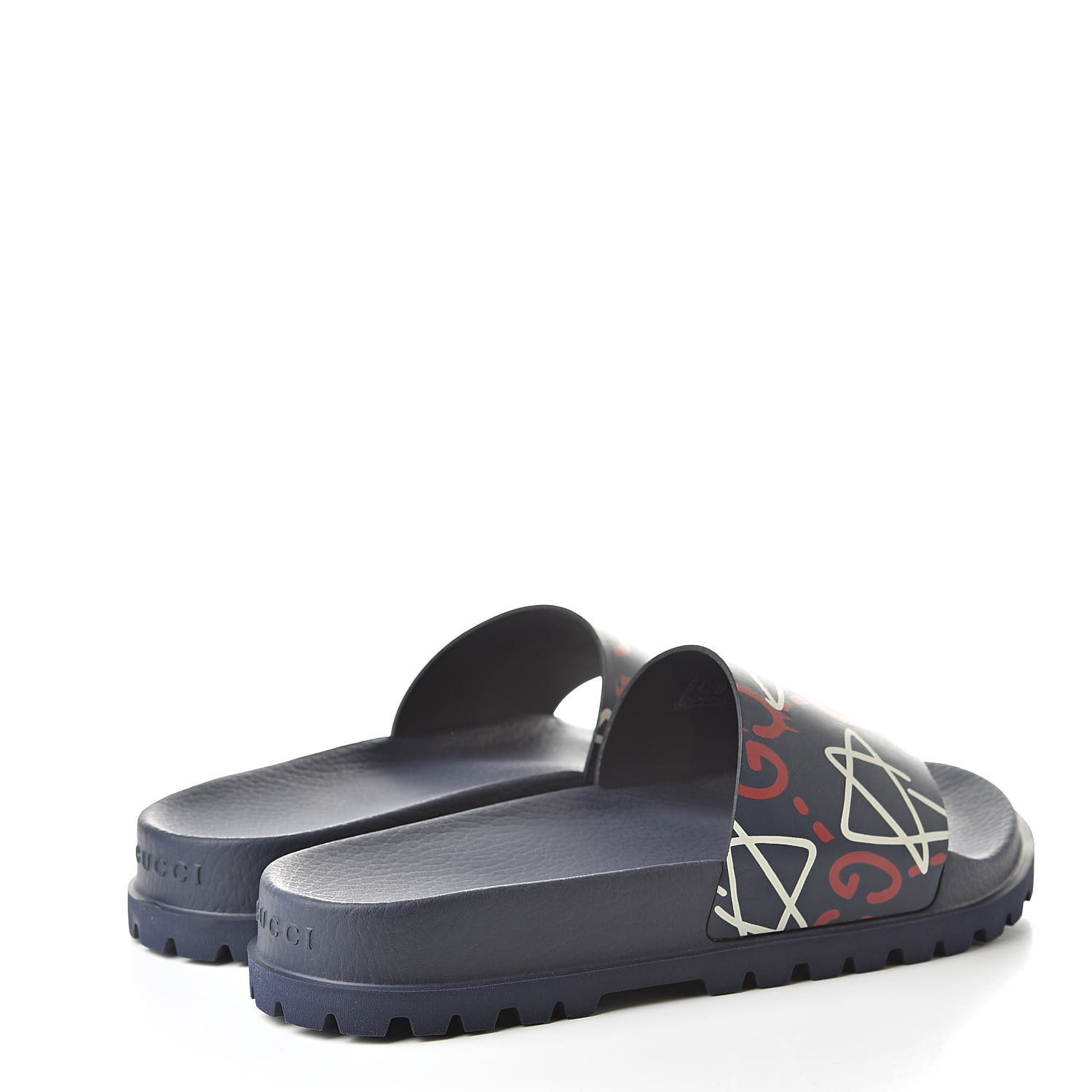 GUCCI Rubber Mens GucciGhost Slide Sandals 7 Blue 512791