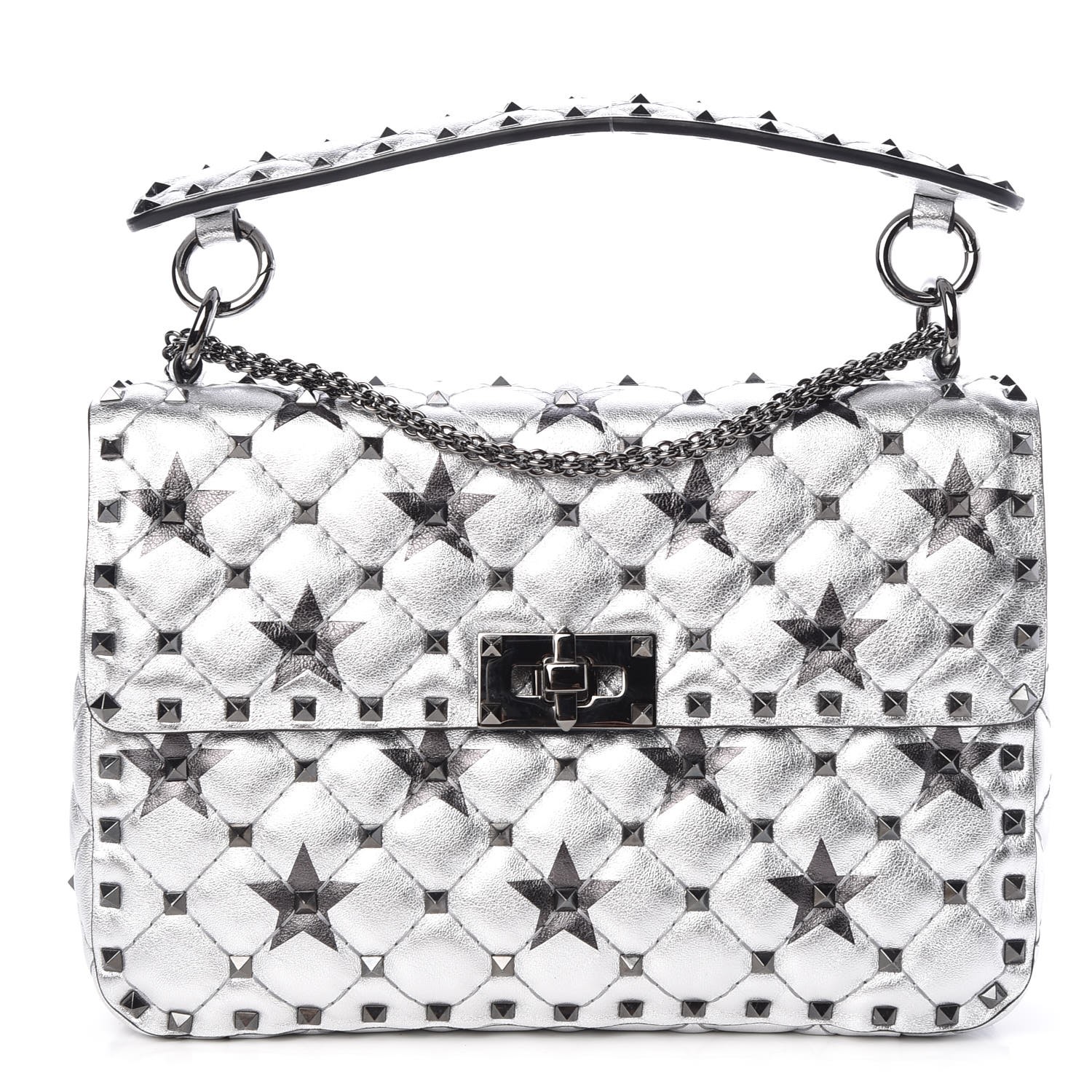 valentino rockstud silver bag