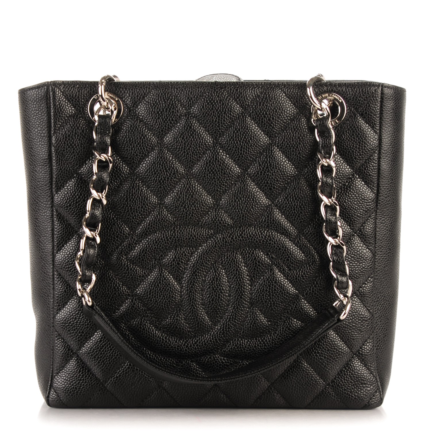 CHANEL Caviar Quilted Petit Shopping Tote PST Black 181679