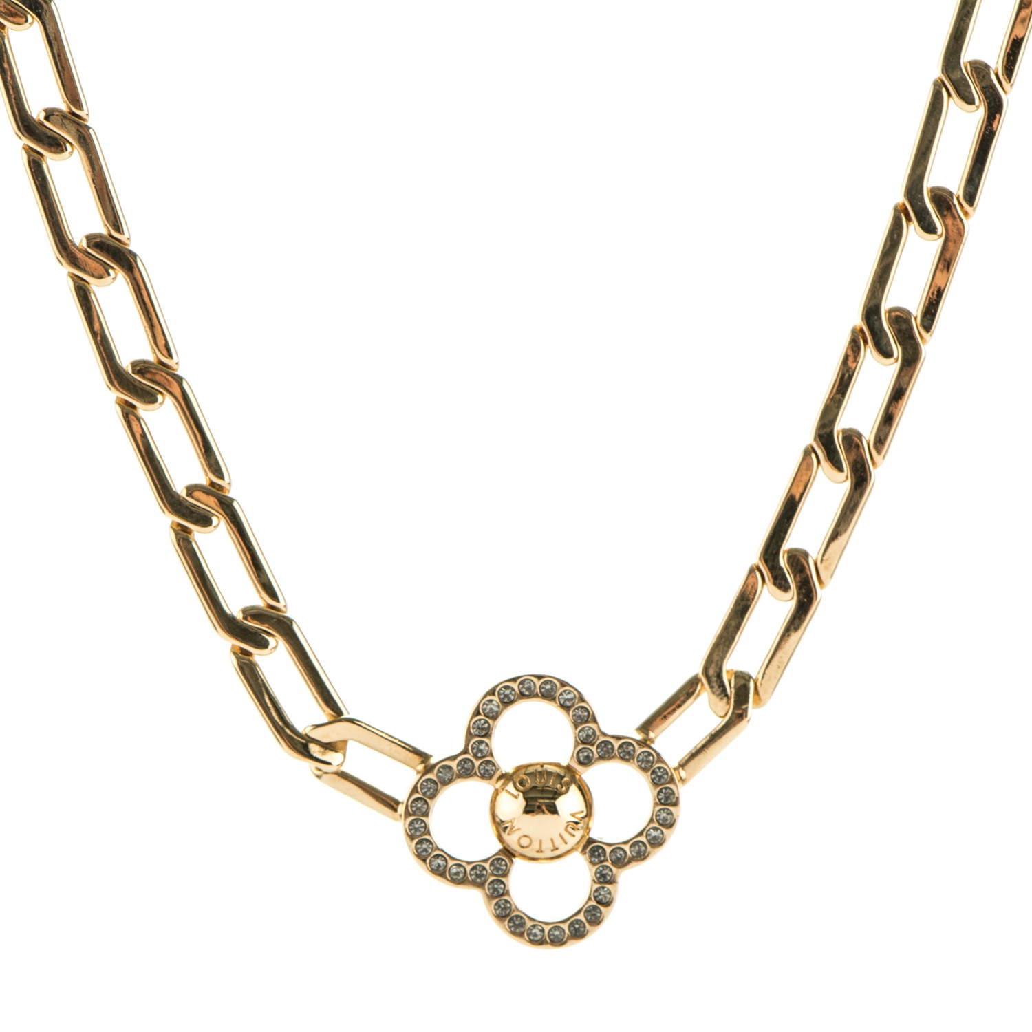 LOUIS VUITTON Flower Full Necklace Gold 329611
