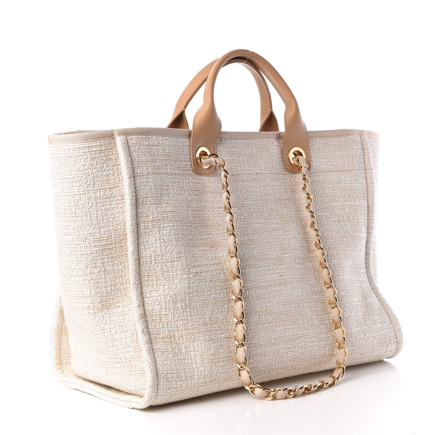 CHANEL Canvas Large Deauville Tote Light Beige 325230