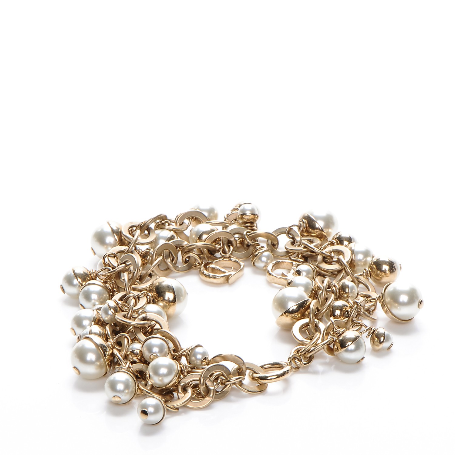 CHRISTIAN DIOR Pearl Mise en Dior Bracelet Gold 199187