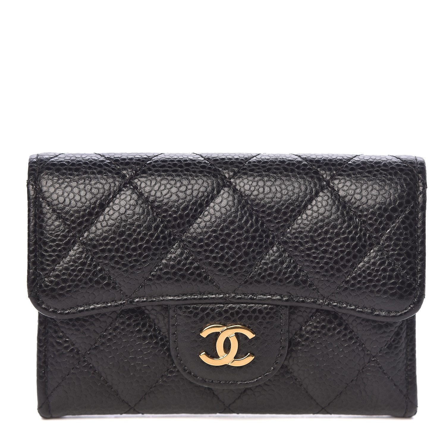 CHANEL Caviar Quilted Flap Card Holder Black 470892 | FASHIONPHILE
