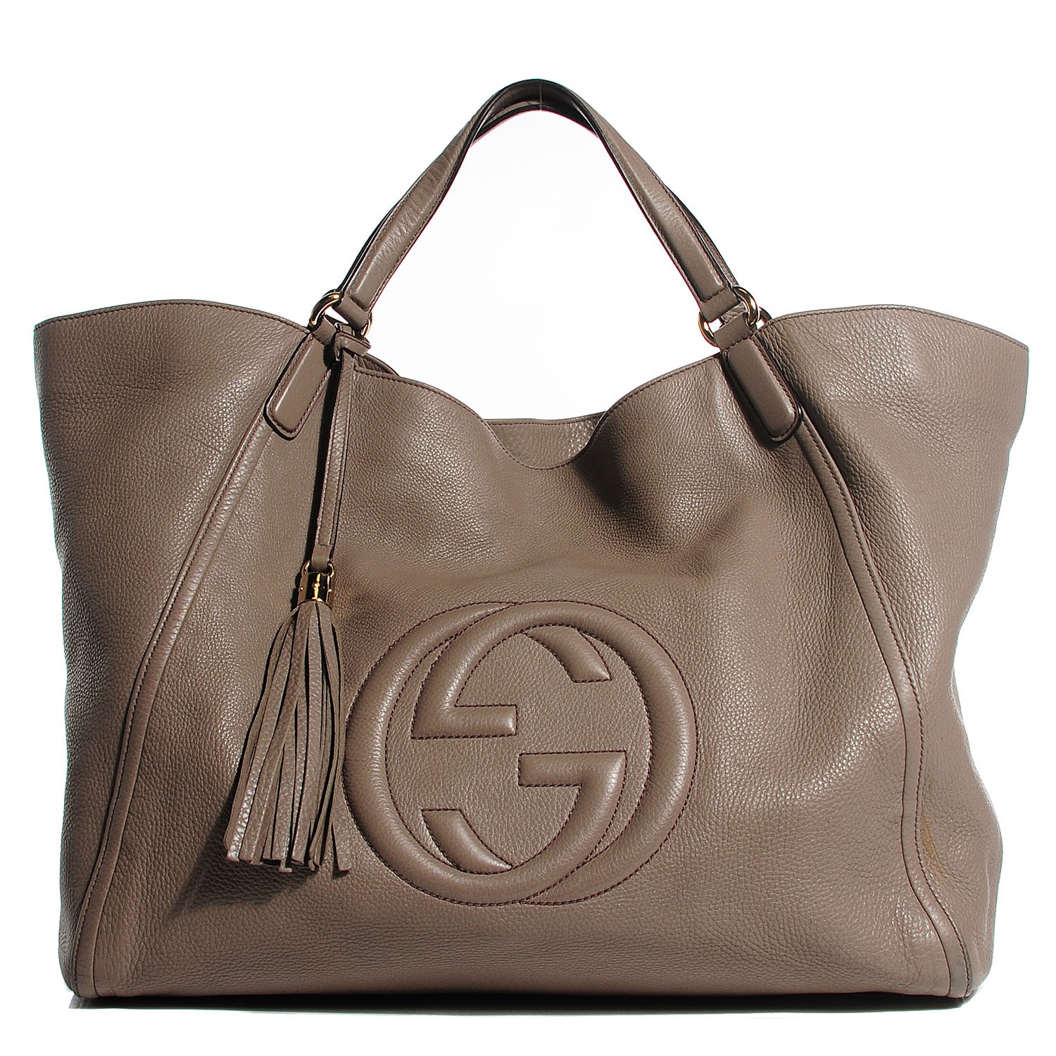 Gucci Pebbled Calfskin Large Soho Shoulder Bag Taupe 103180
