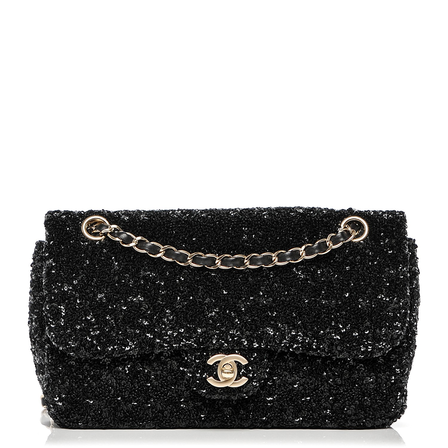 chanel black sequin bag