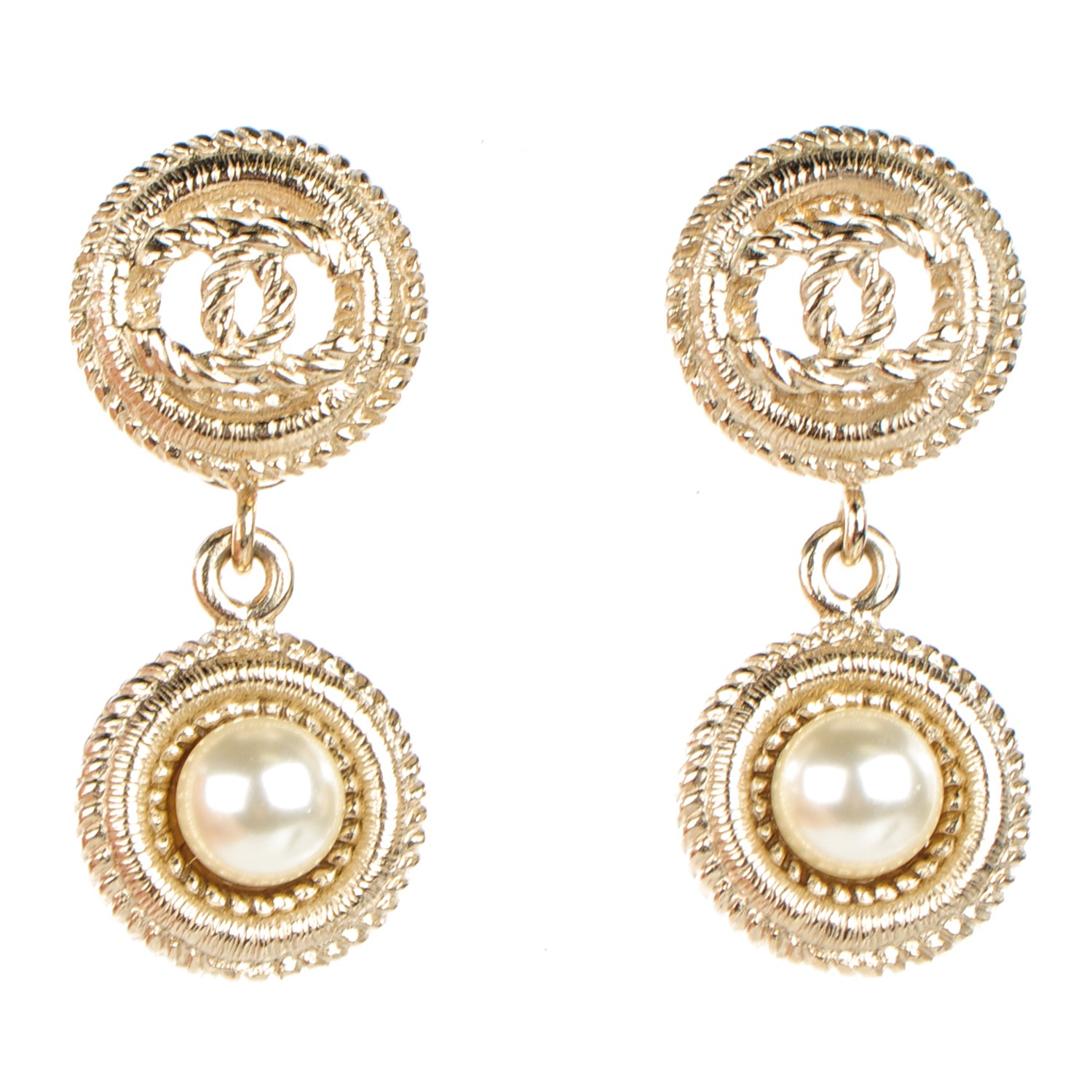 pearl cc earrings