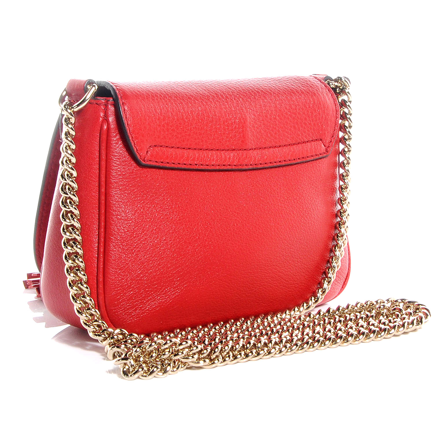 GUCCI Leather Small Soho Chain Shoulder Bag Red 56067