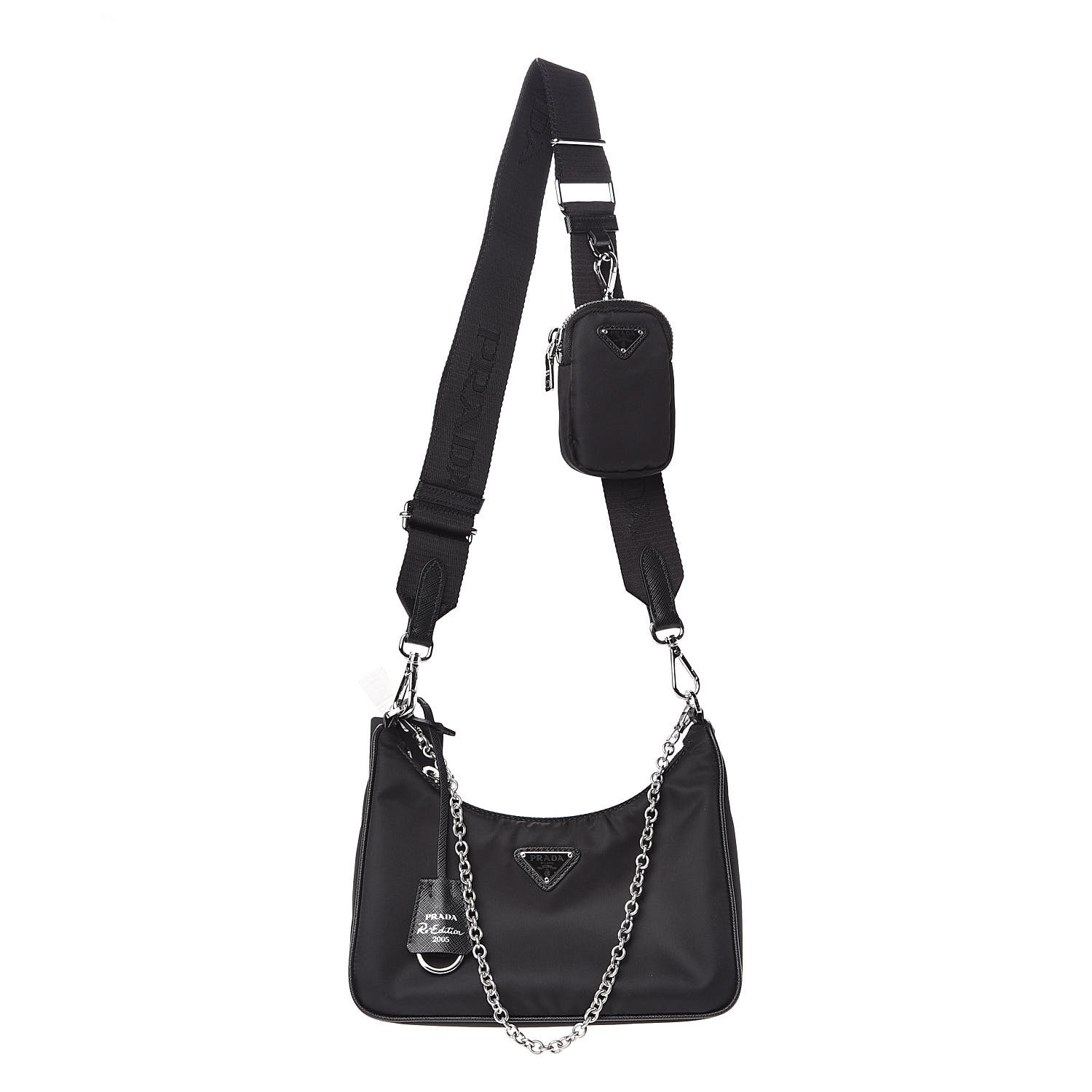 PRADA Nylon Re-Edition 2005 Shoulder Bag Black 515218