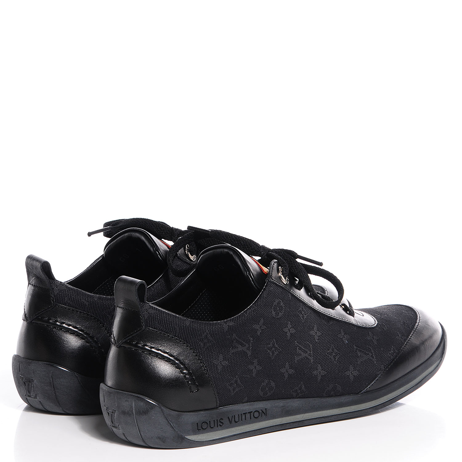 LOUIS VUITTON Mini Monogram Sneakers Tennis Shoes 38 Black 88029