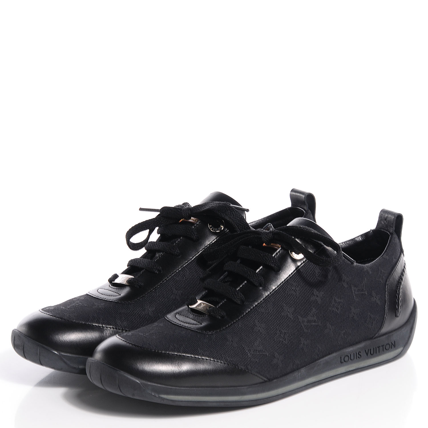 LOUIS VUITTON Mini Monogram Sneakers Tennis Shoes 38 Black 88029