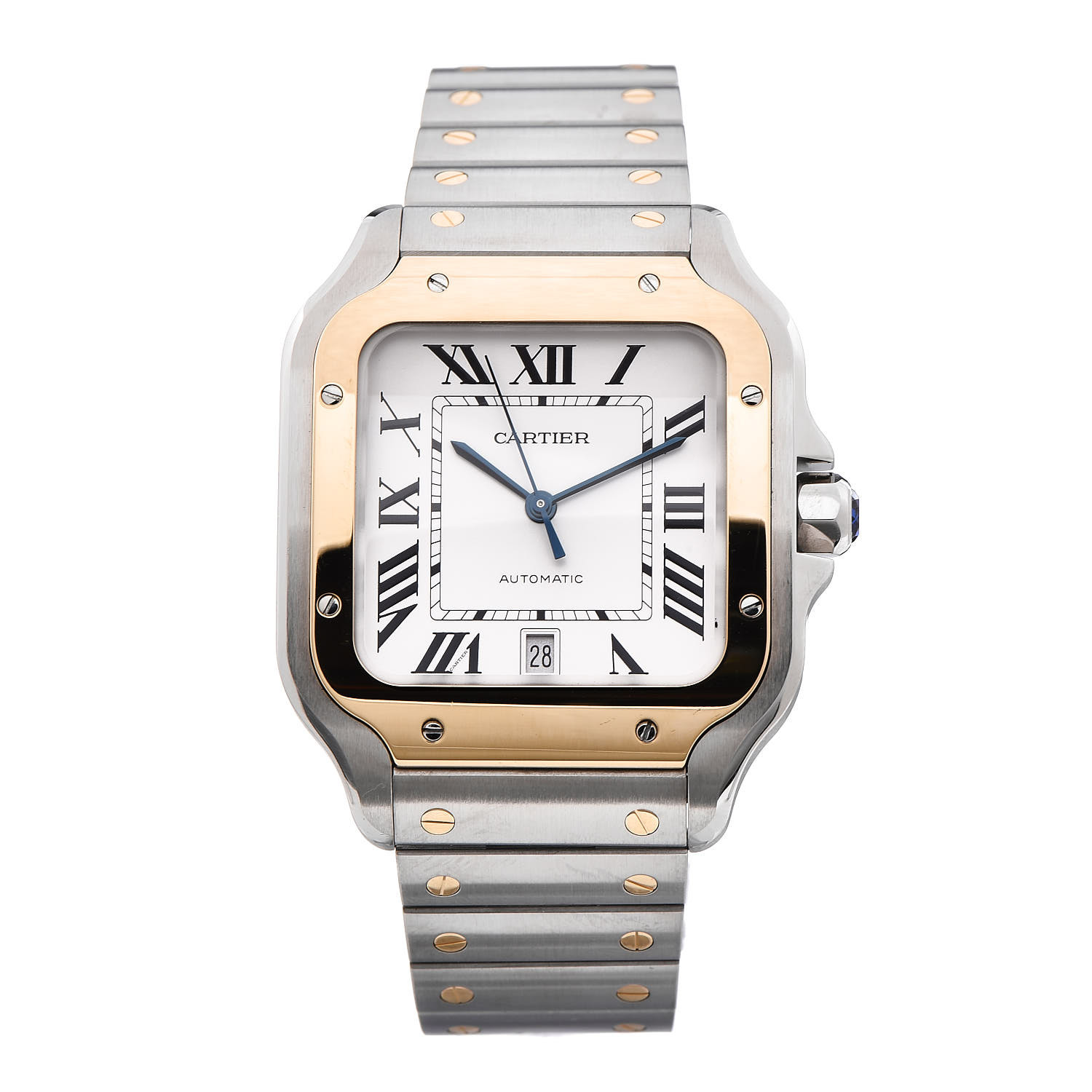 CARTIER Stainless Steel 18K Yellow Gold 38mm Santos De Cartier ...