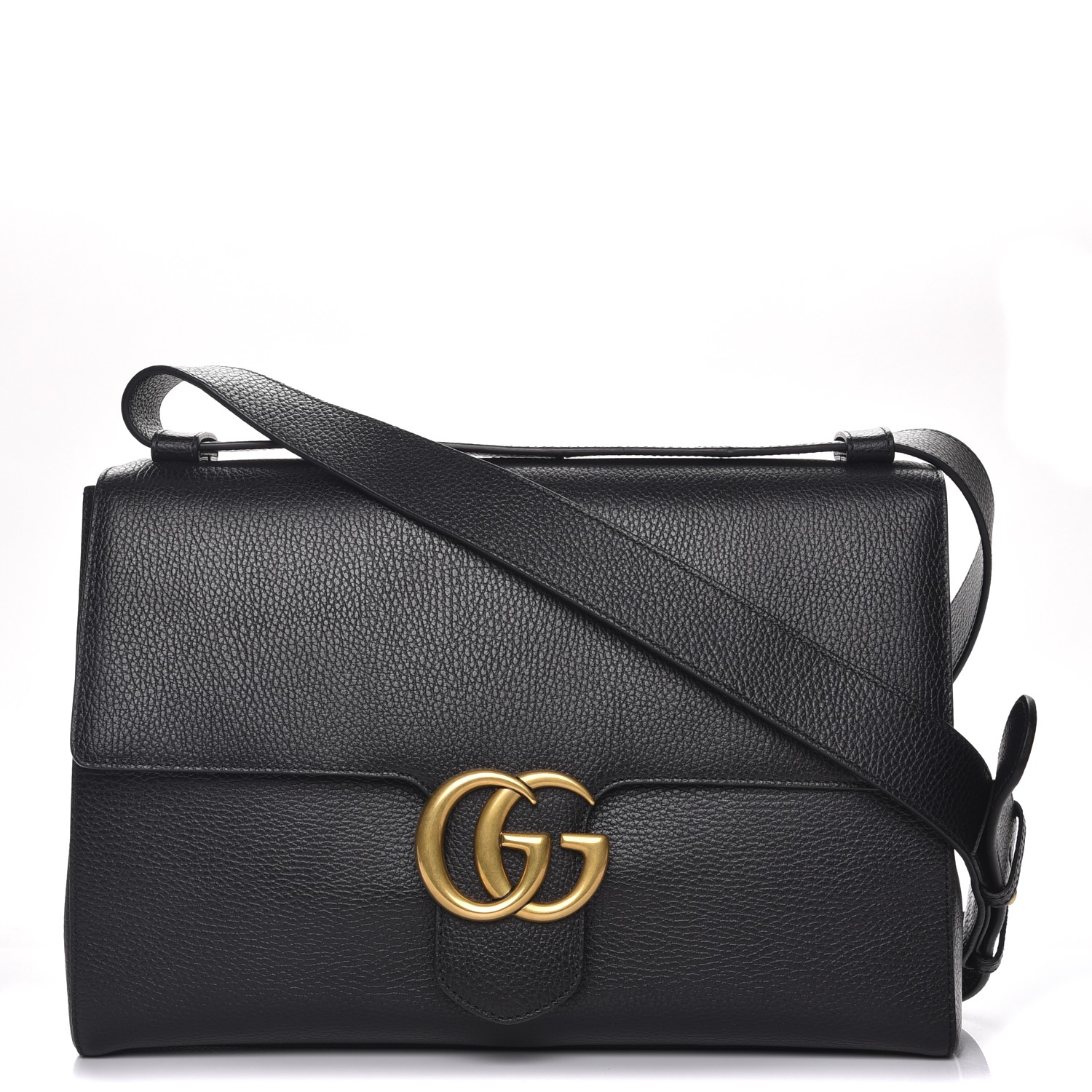 GUCCI Calfskin GG Marmont Messenger Bag Nero Black 231832