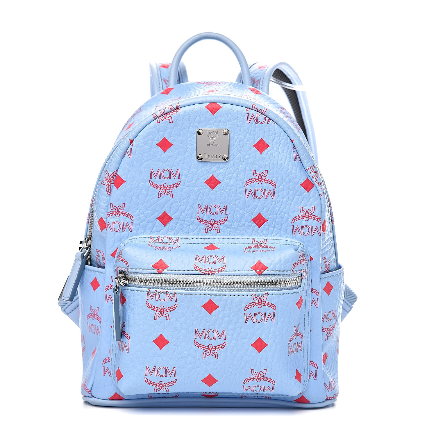 mcm light blue backpack