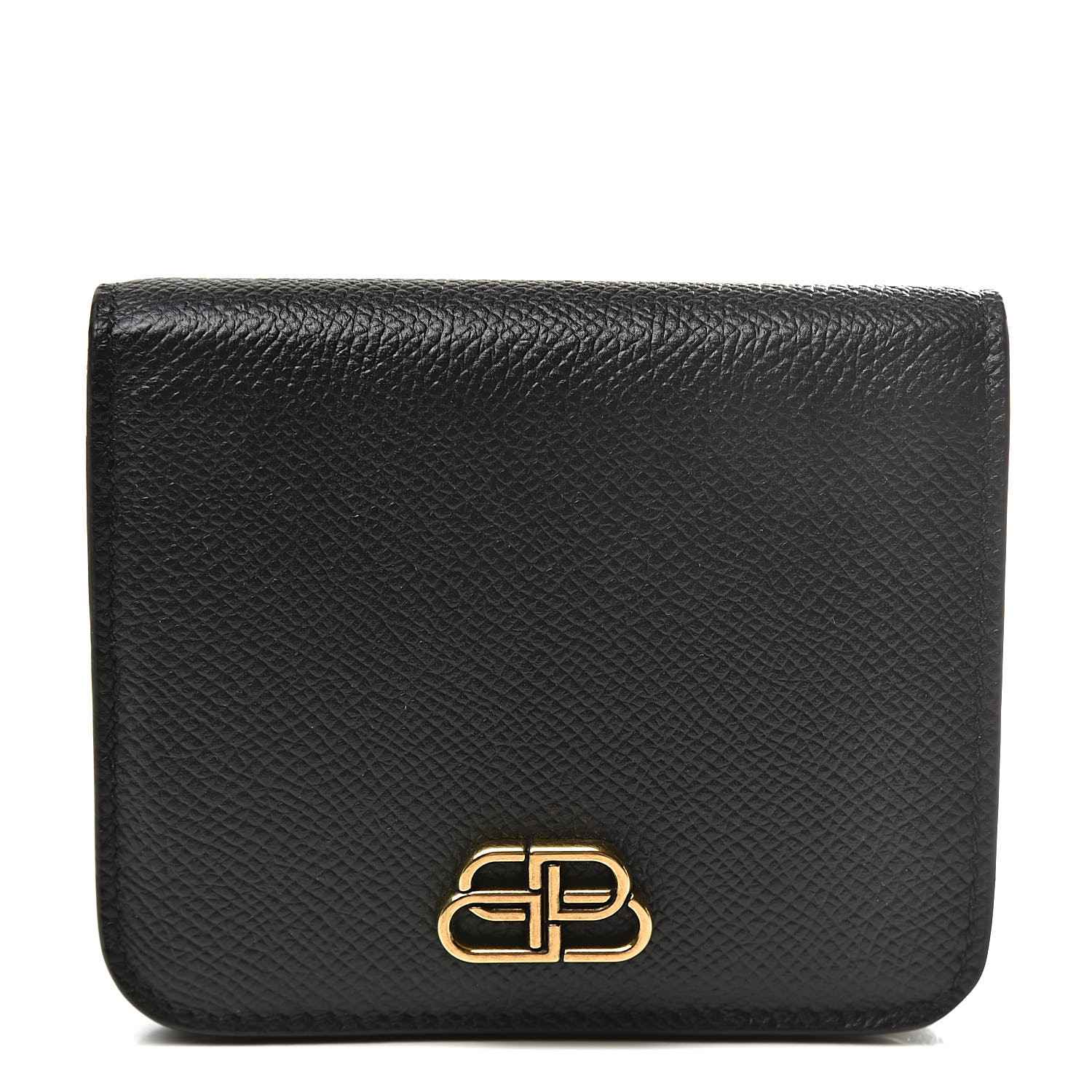 BALENCIAGA Signature Calfskin BB Flap Coin Wallet Black 529880