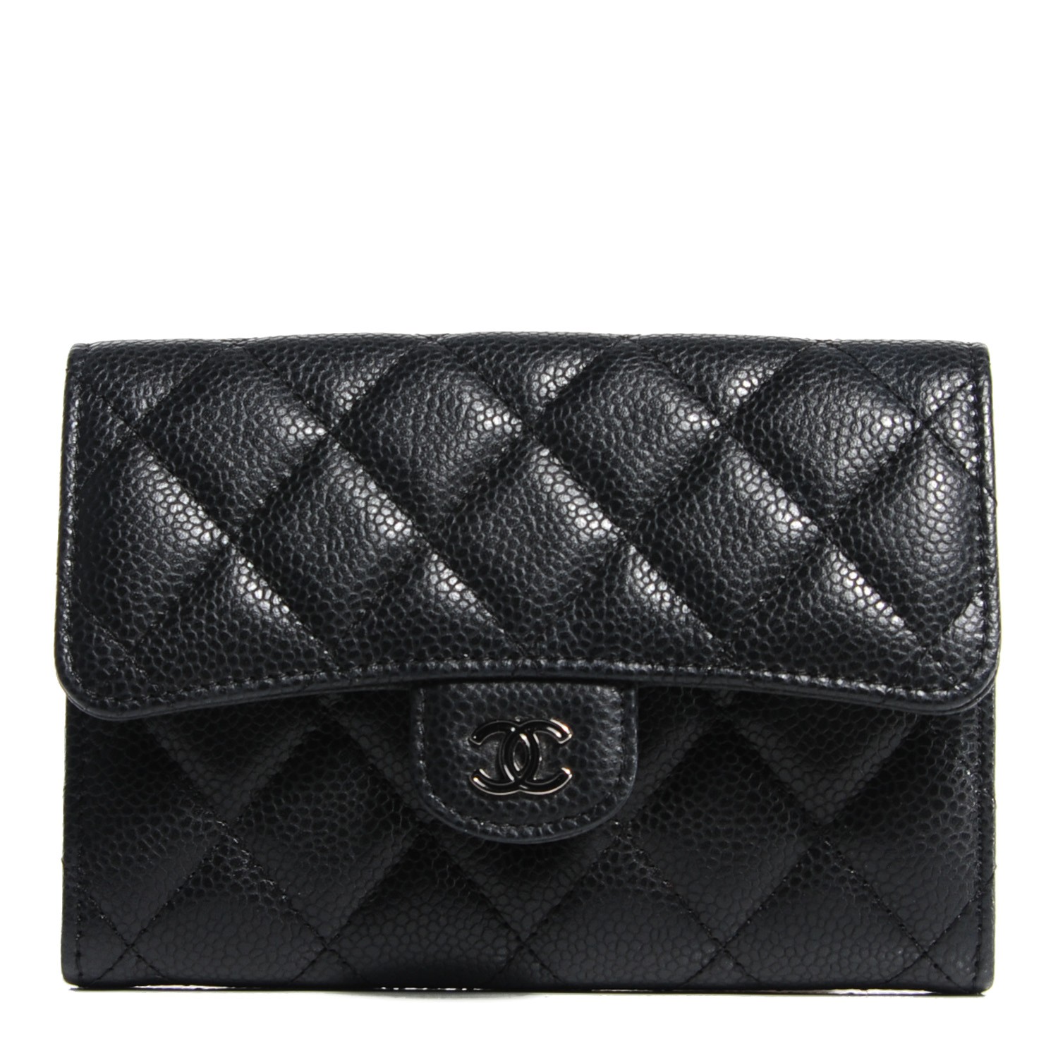 CHANEL Caviar Quilted Small Flap Wallet Black 126927