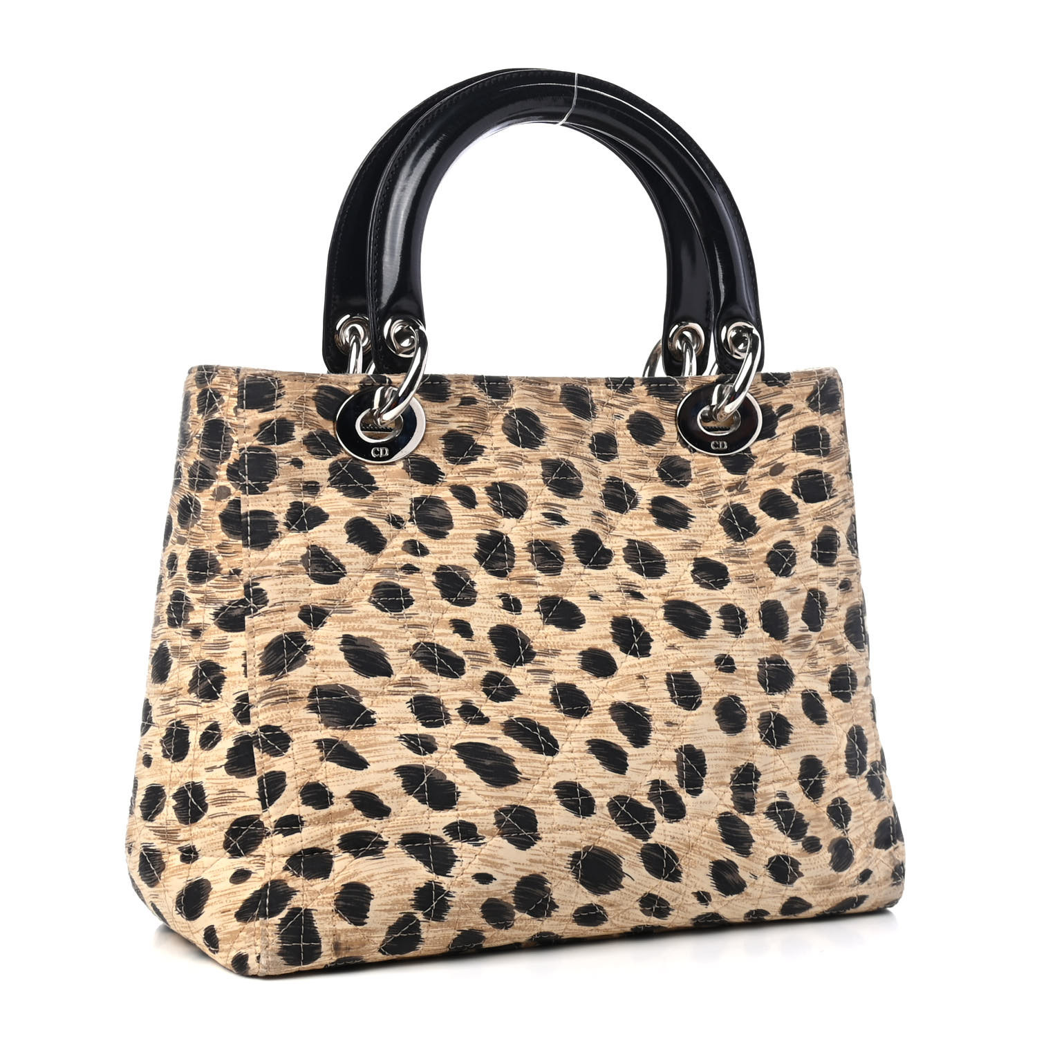 CHRISTIAN DIOR Canvas Leopard Print Medium Lady Dior 811174 | FASHIONPHILE