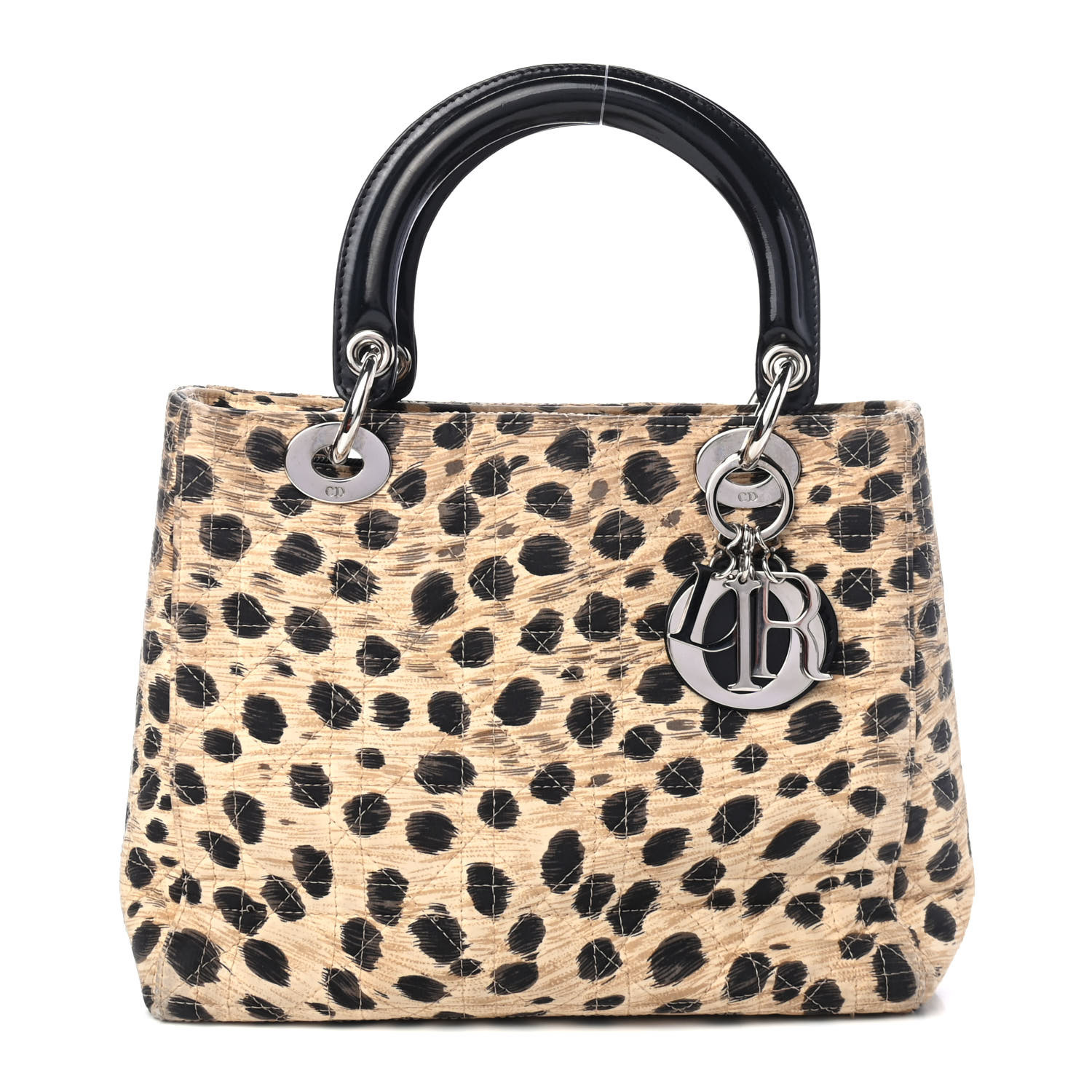 CHRISTIAN DIOR Canvas Leopard Print Medium Lady Dior 811174 | FASHIONPHILE