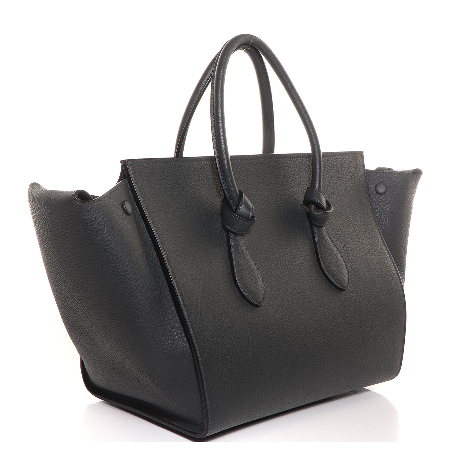 CELINE Grained Calfskin Tie Knot Small Tote Anthracite 87718