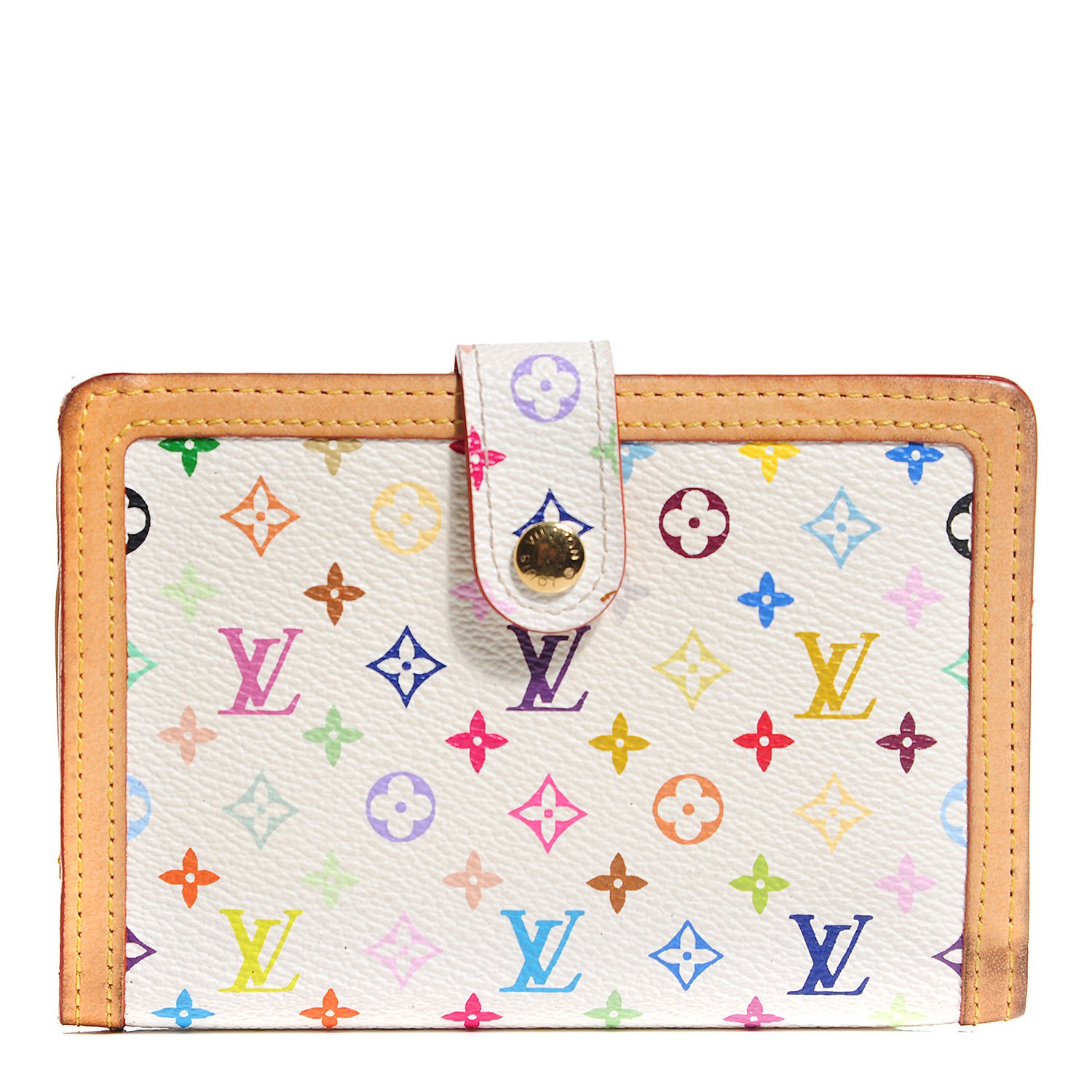 LOUIS VUITTON Multicolor French Purse Wallet White 106398