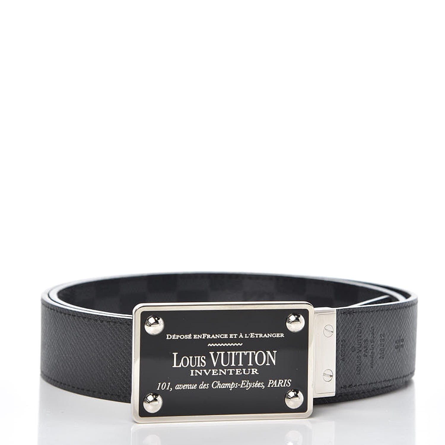 Louis Vuitton Damier Slender 35mm Reversible, Black, 95