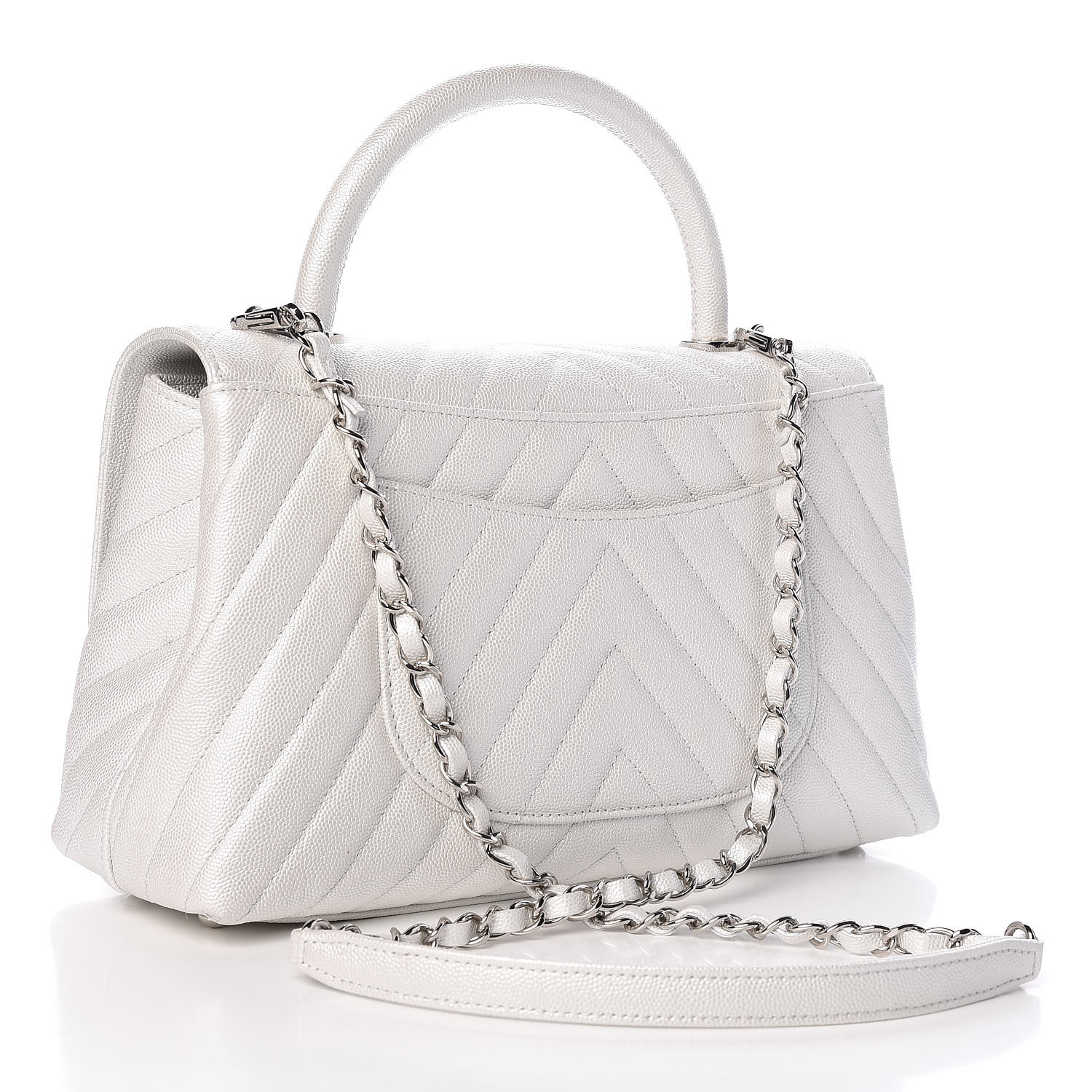 chanel coco handle iridescent white