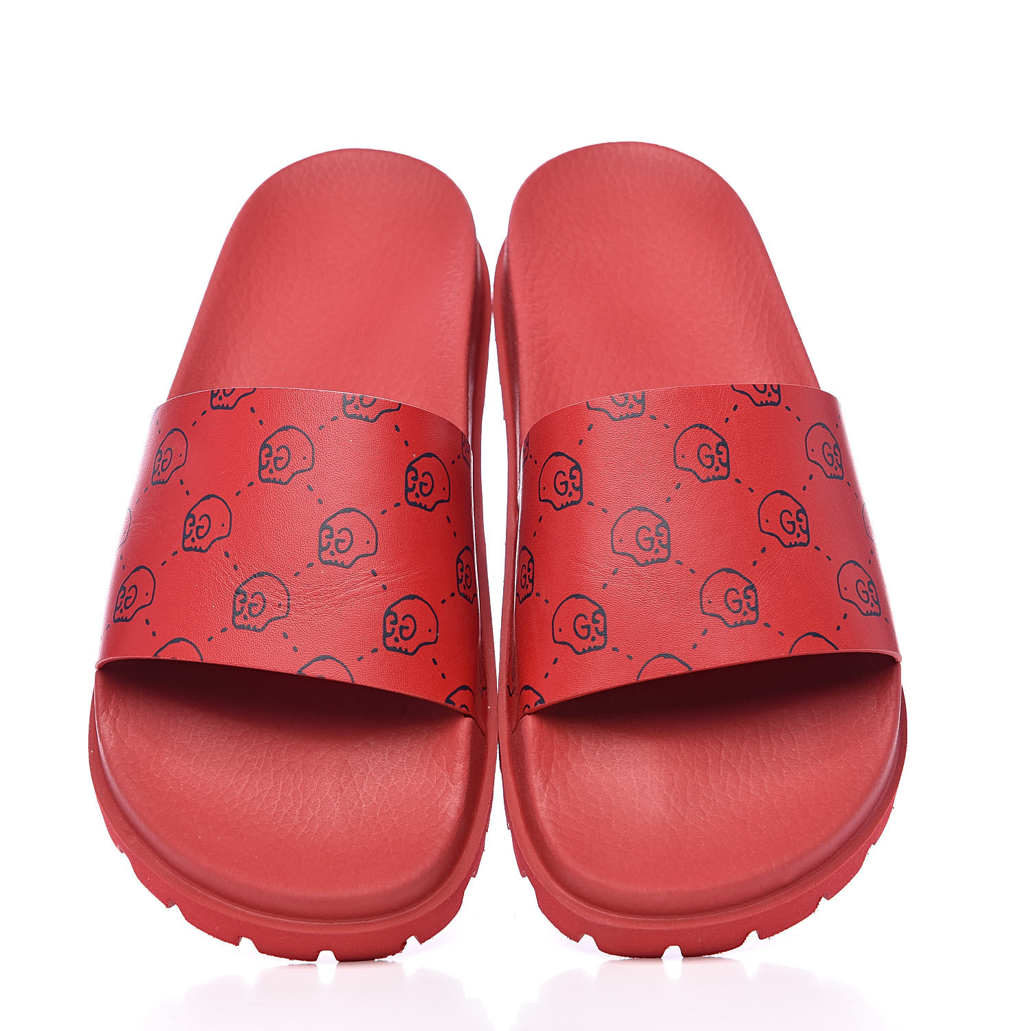 GUCCI Rubber Mens GucciGhost Slide Sandals 7 Hibiscus Red 513655 ...